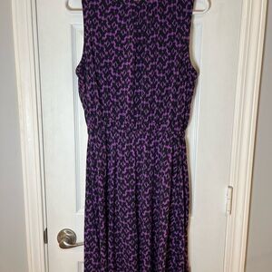 Daisy Fuentes Purple and Black Sleeveless Midi Dress Size Small